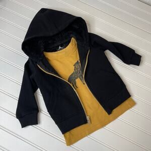 Nike Black Full Zip Hoodie & Anko Mustard Crew Neck Tee Boys Bundle Size 12 Mo